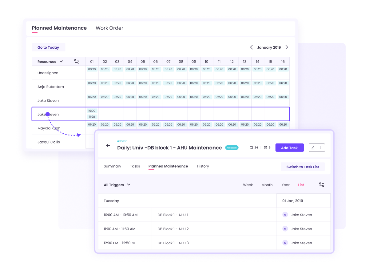 A visual representation of Facilio's PPM scheduling functionality