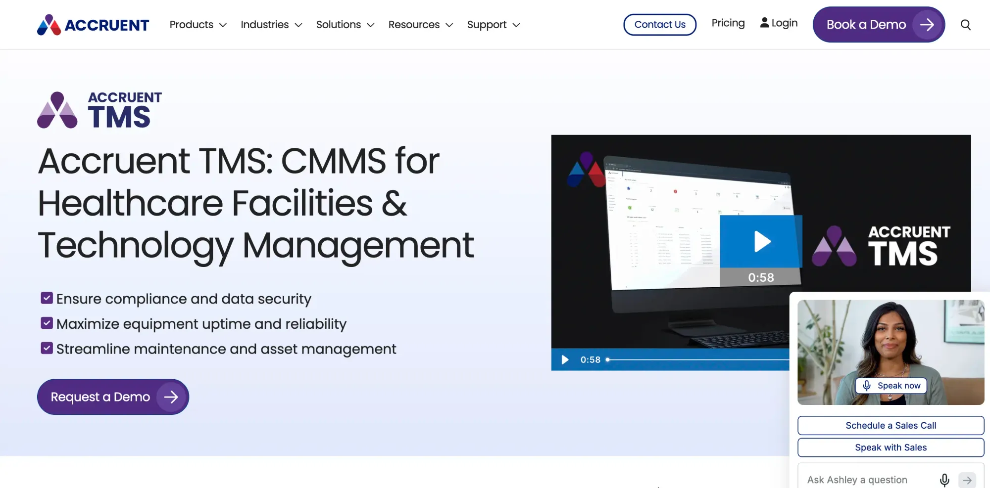 Accruent TMS — CMMS for healthcare facilities and technology management