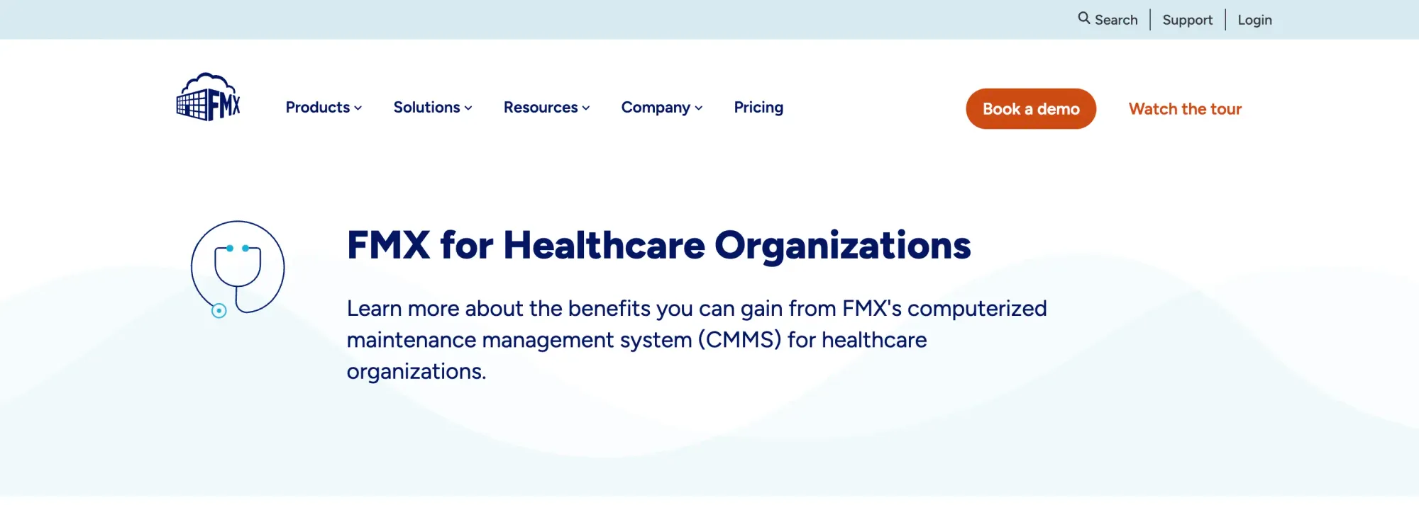 FMX CMMS for healthcare organisations — computerised maintenance management for hospital facilities