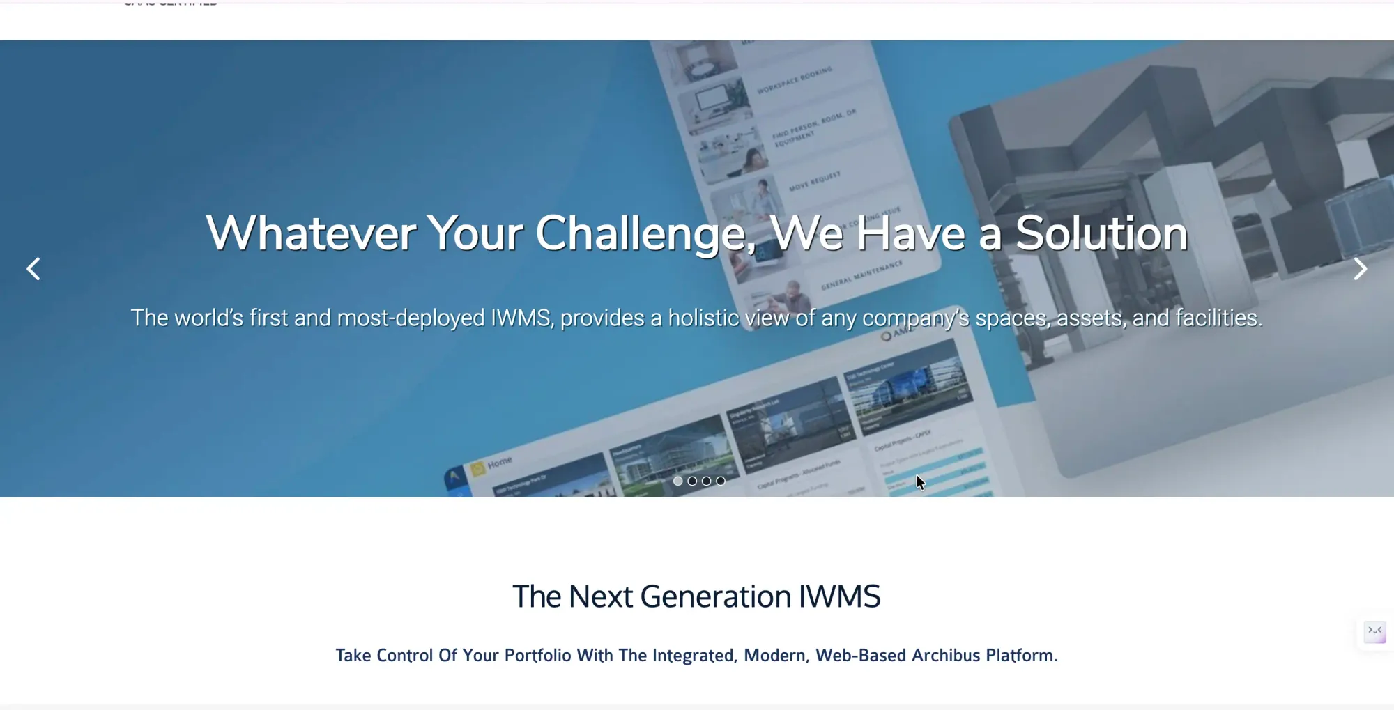 Archibus IWMS platform interface for facilities and real estate