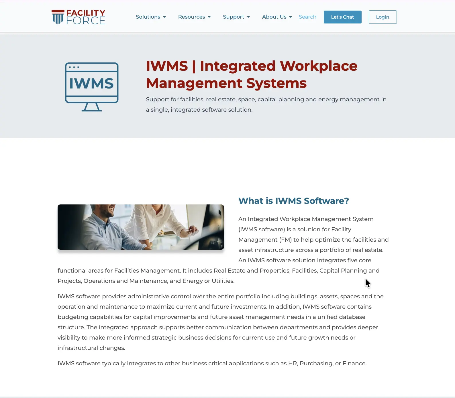 FacilityForce IWMS software for integrated workplace management