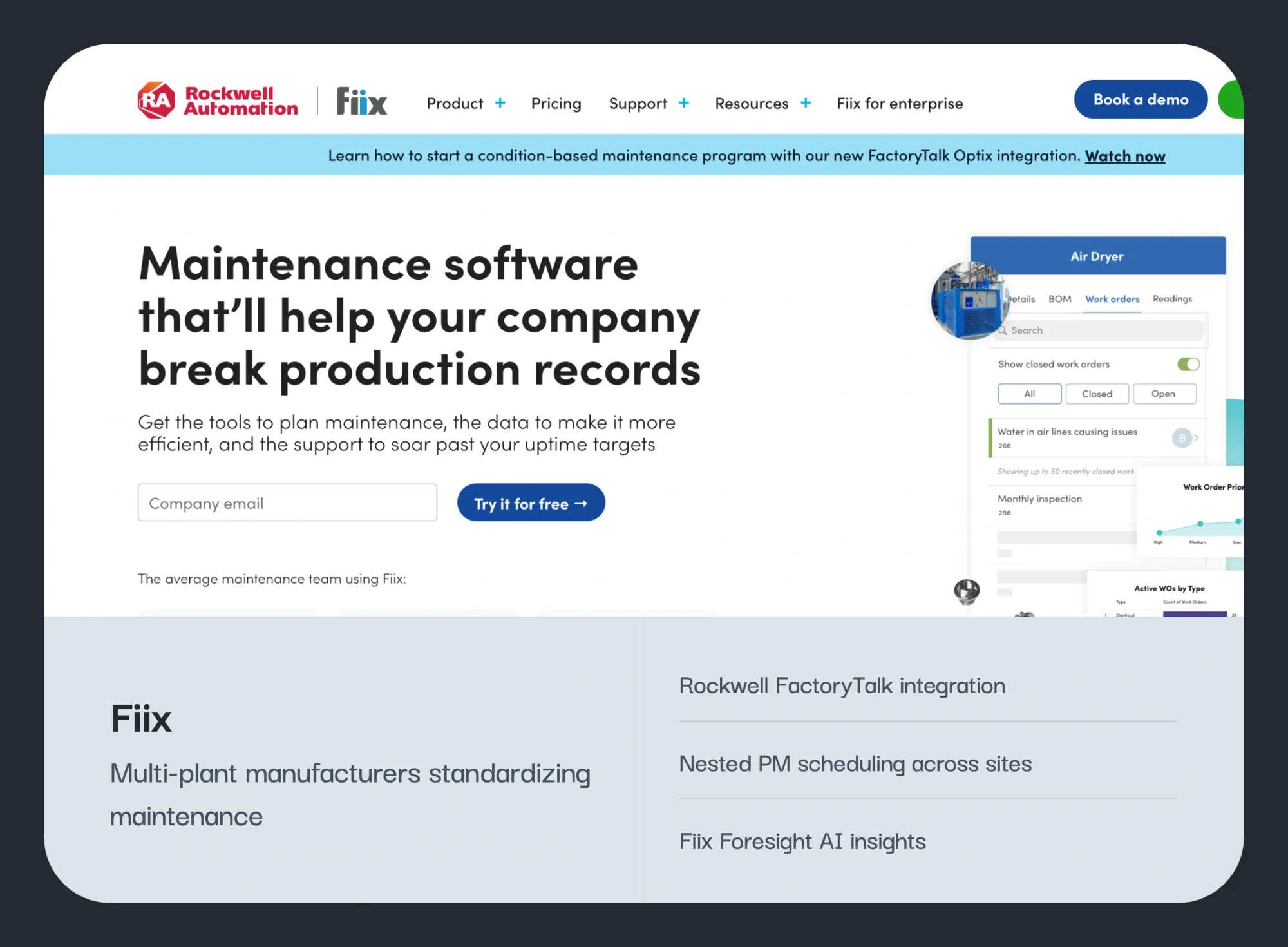 Fiix cloud CMMS as an IBM Maximo alternative for multi-plant manufacturers