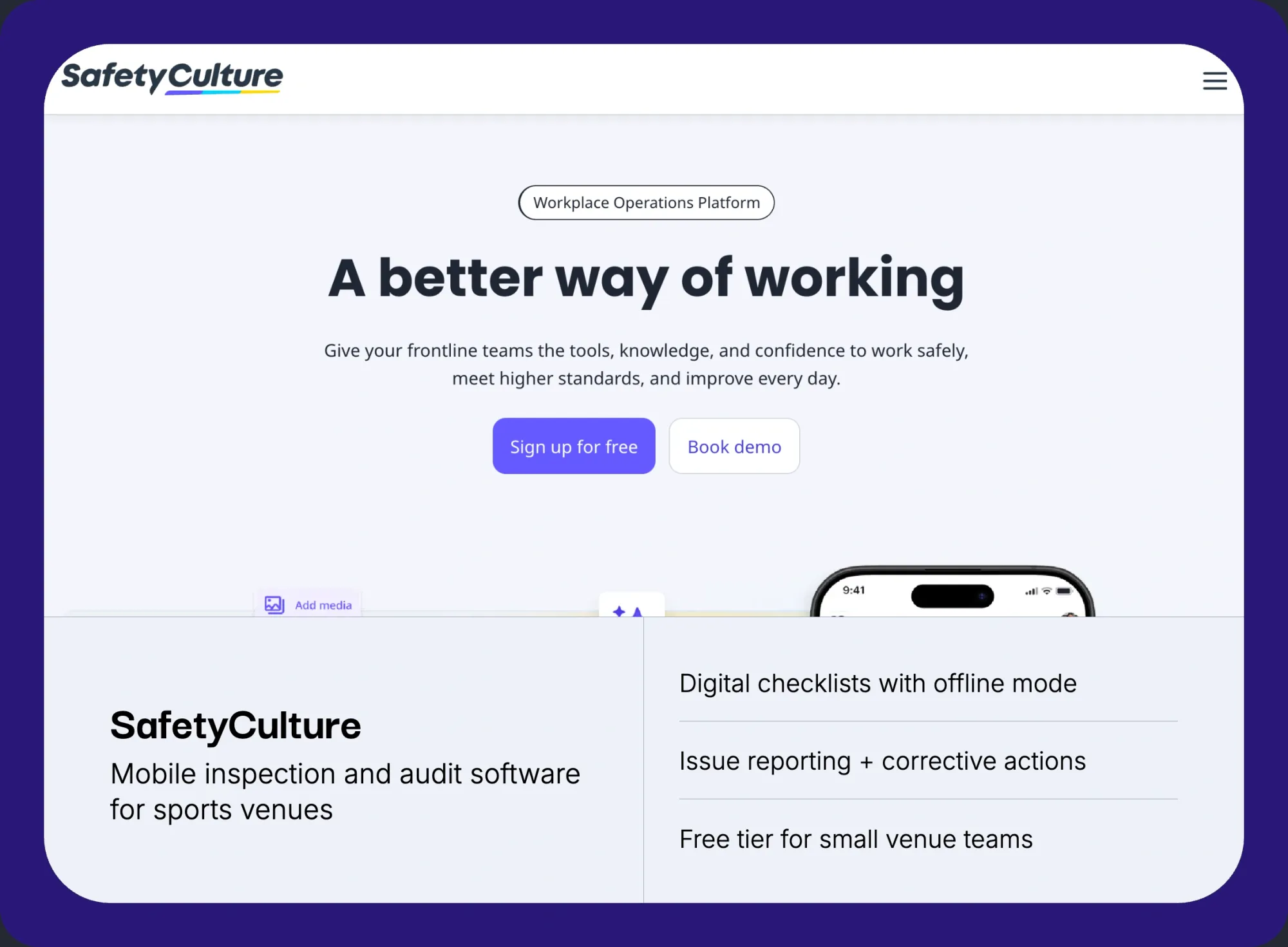 SafetyCulture mobile inspection app for sports venue audits, safety checklists, and field checks