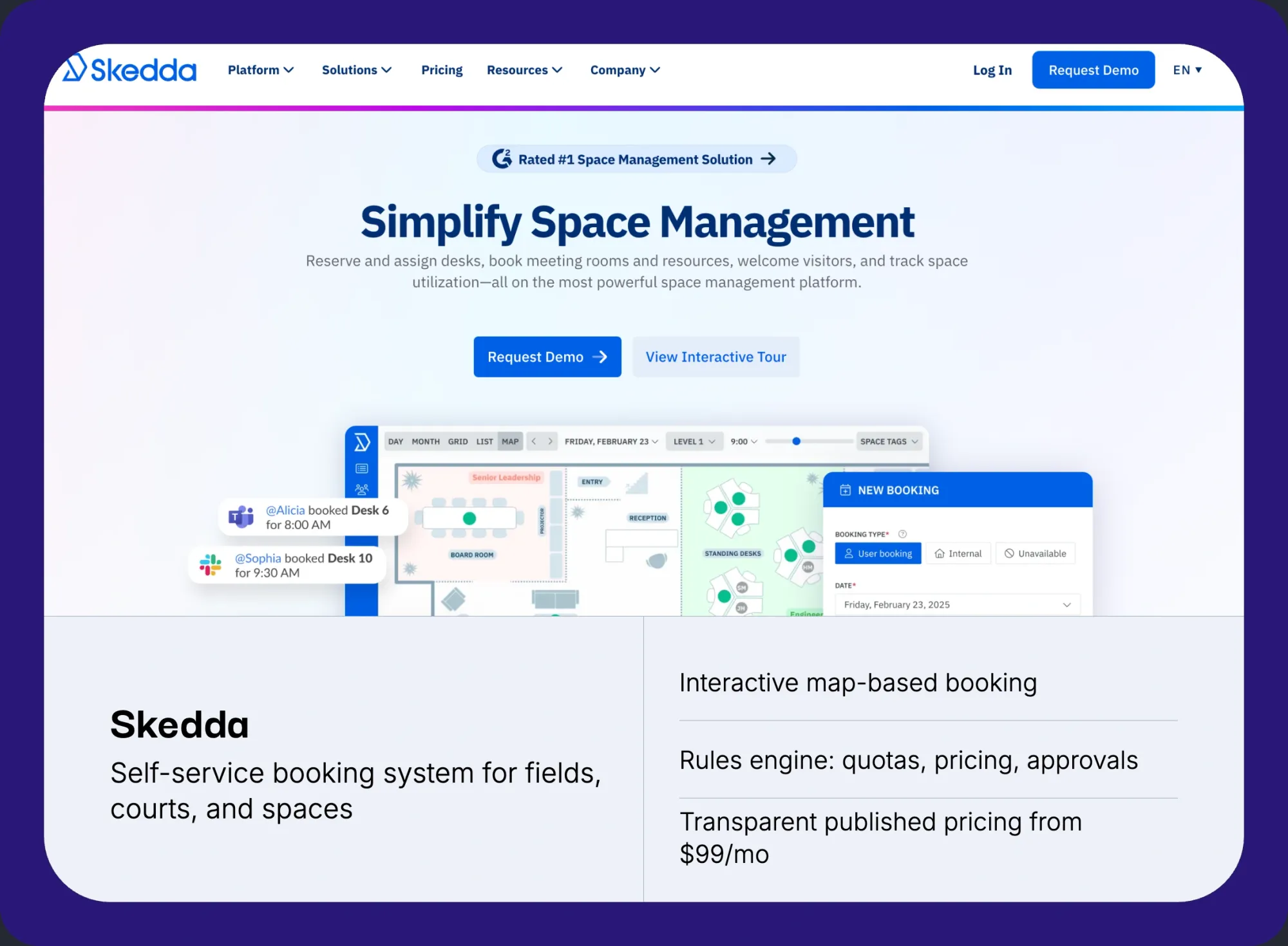 Skedda self-service sports field scheduling software for courts, pitches, and shared spaces