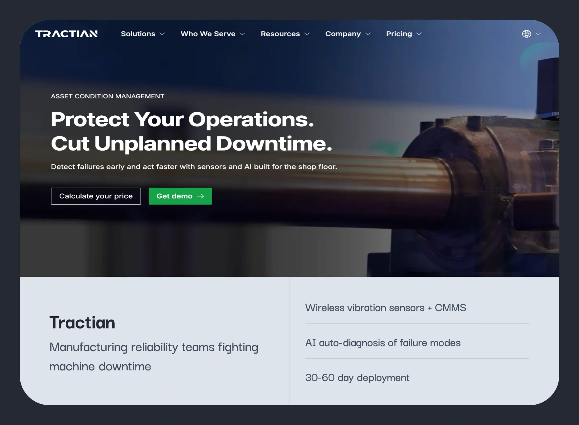 Tractian condition-monitoring CMMS as an IBM Maximo alternative for manufacturing