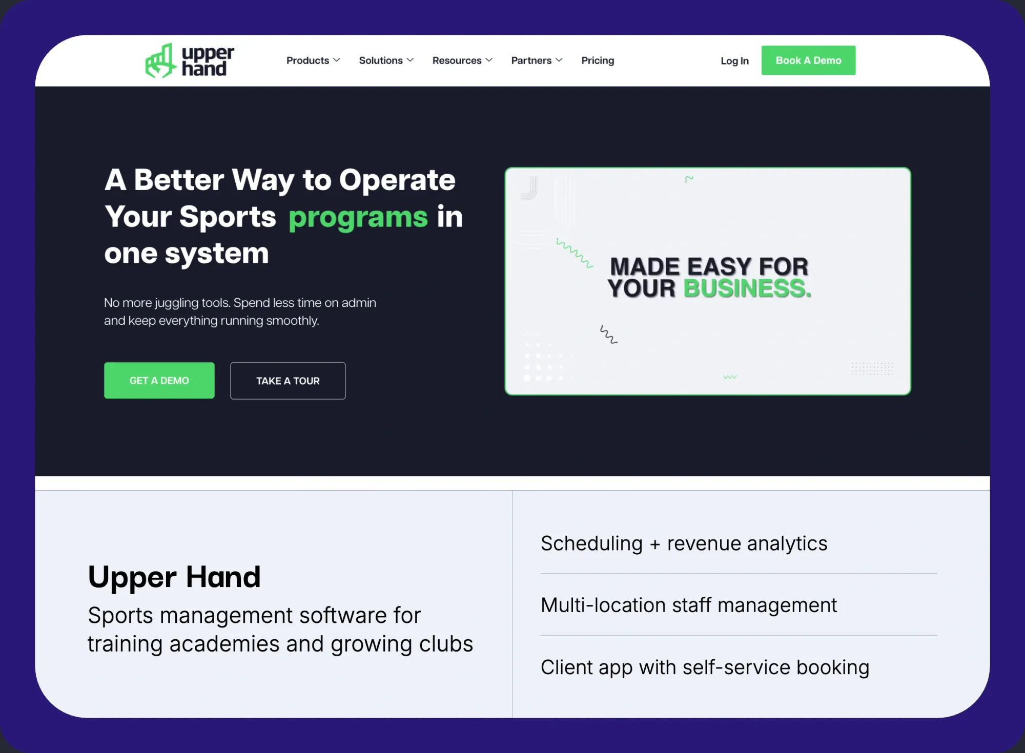 Upper Hand sports management software for training academies and multi-location sports businesses