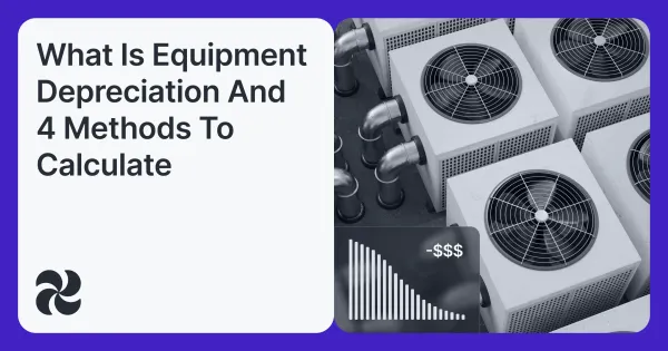 Cover image with HVAC units, title on depreciation, and a graph showing cost decline over time.