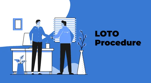 LOTO procedure steps illustration — lockout tagout safety process for facility maintenance teams