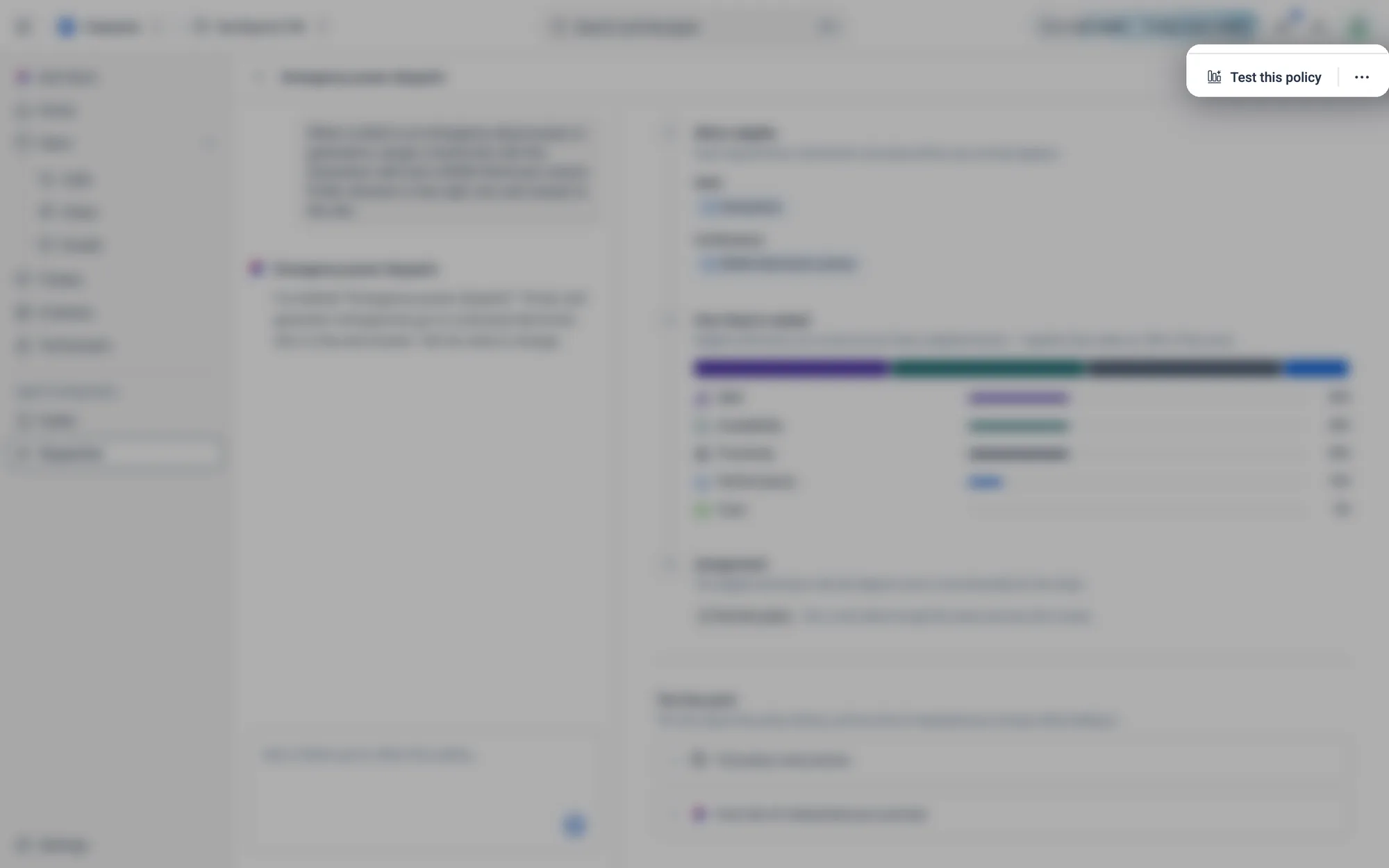 Test this policy and the ⋯ menu sit at the top right of every policy.