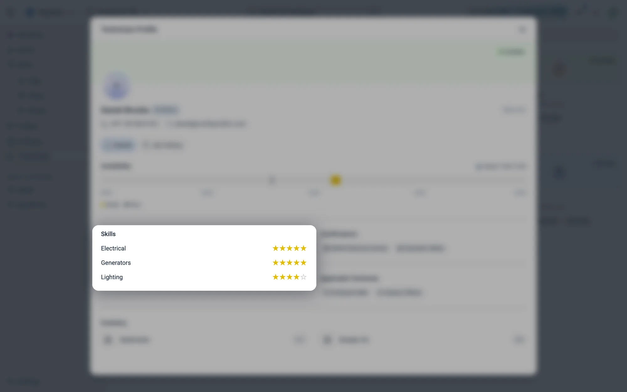 Each skill rated from 1 to 5 stars, from Beginner to Expert.