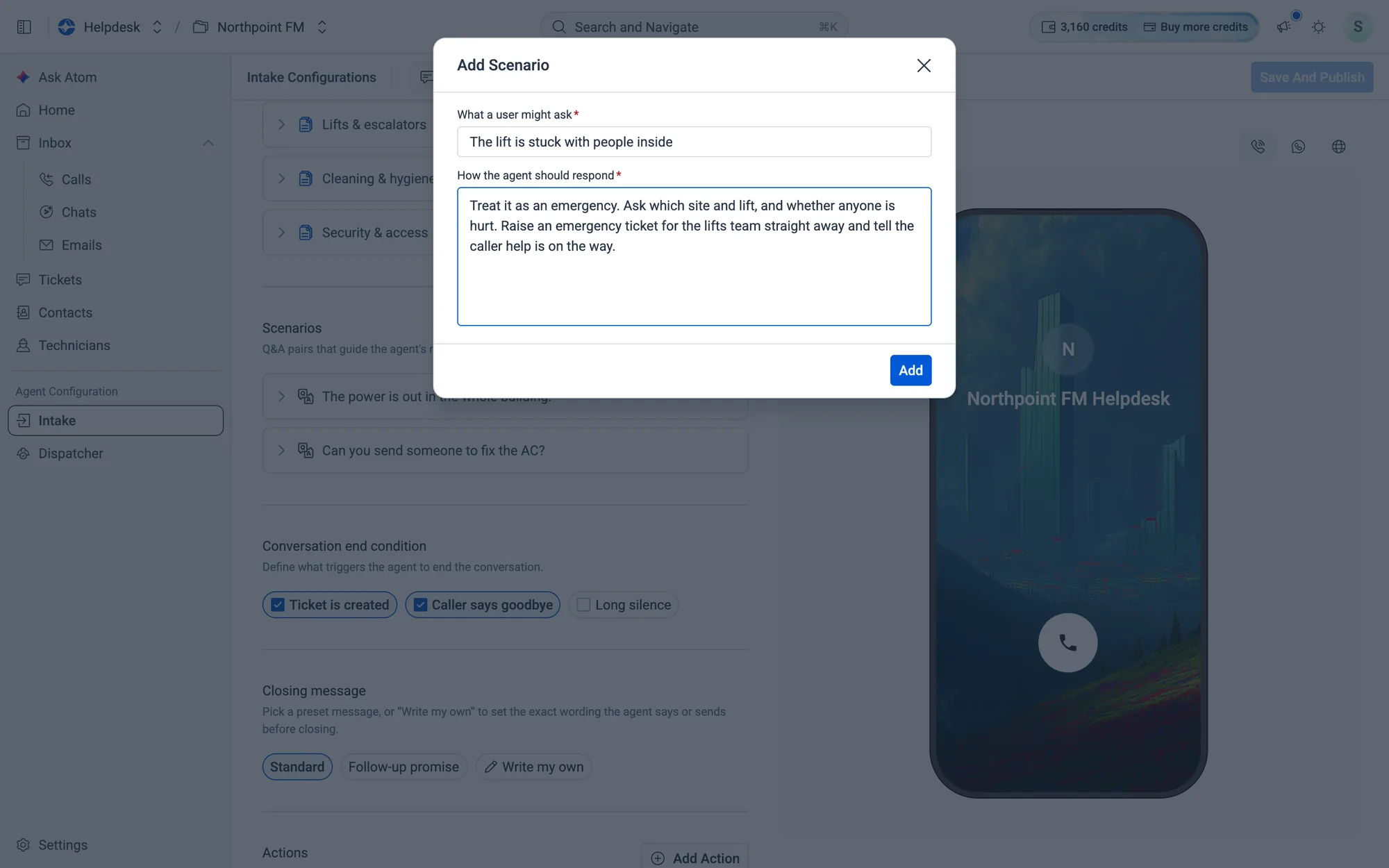 Both fields are needed before you can add the scenario.