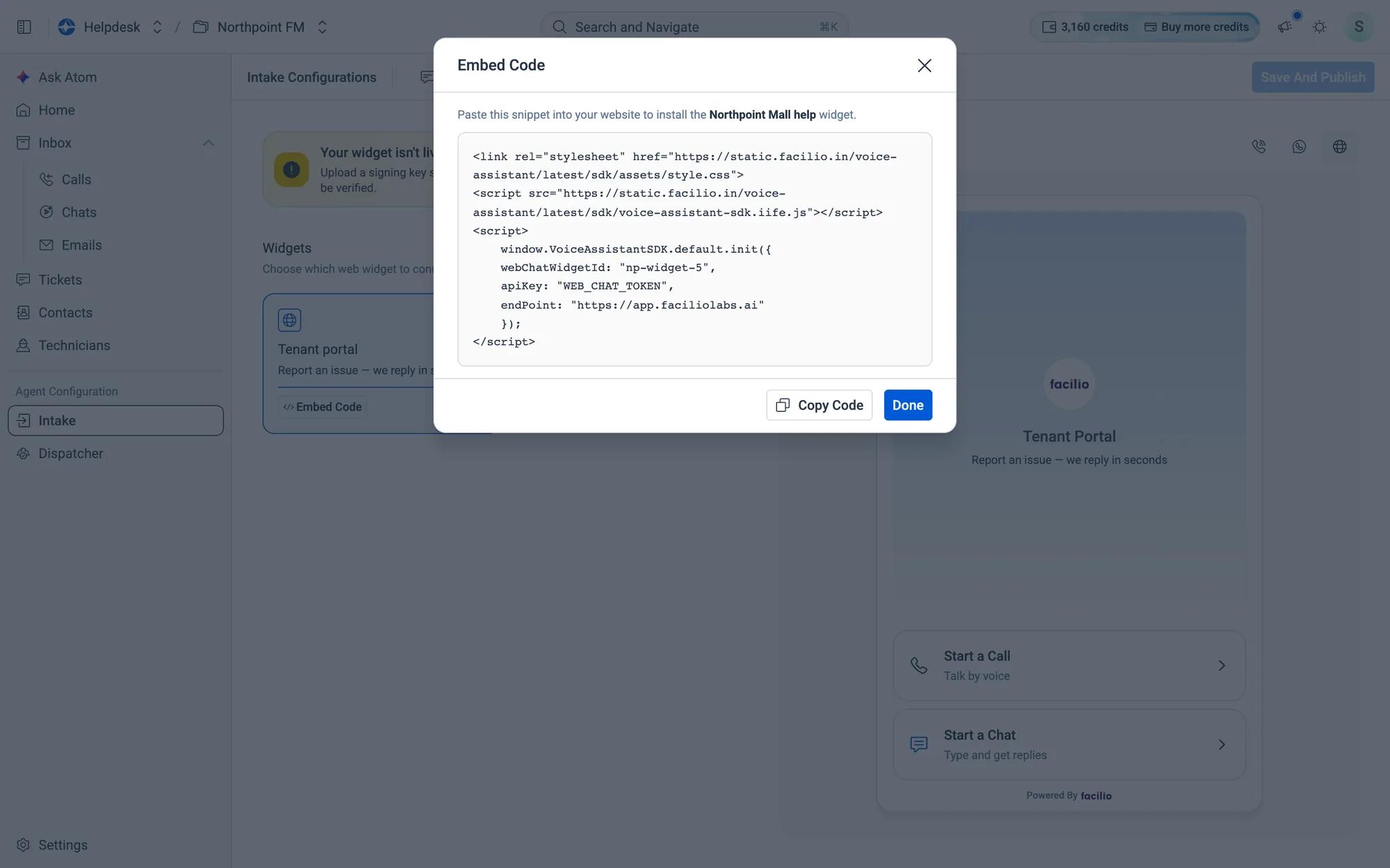 Click Copy Code and paste the snippet into your website.
