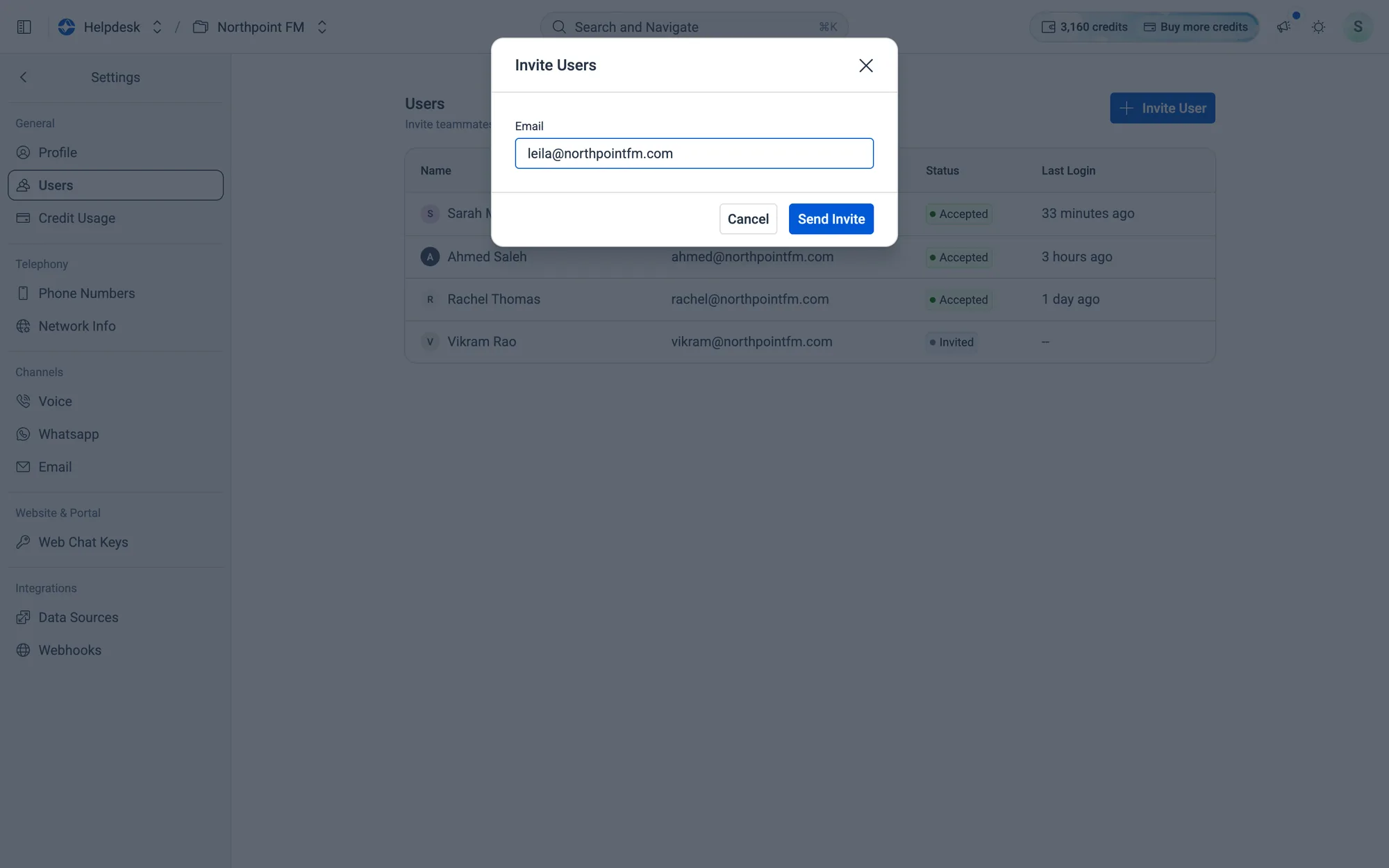 One email address per invite.