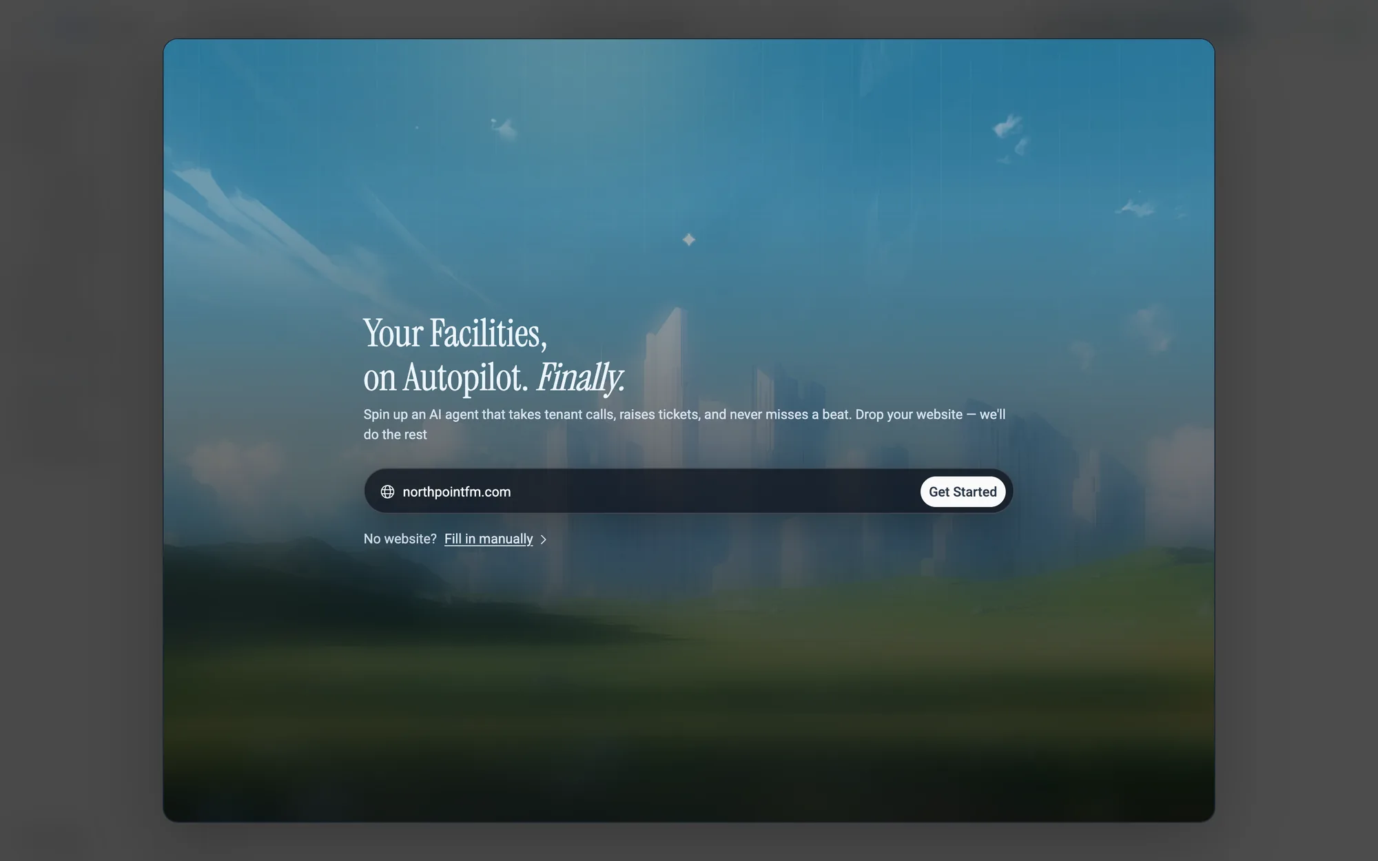 Paste your website, then click Get Started or press Enter.