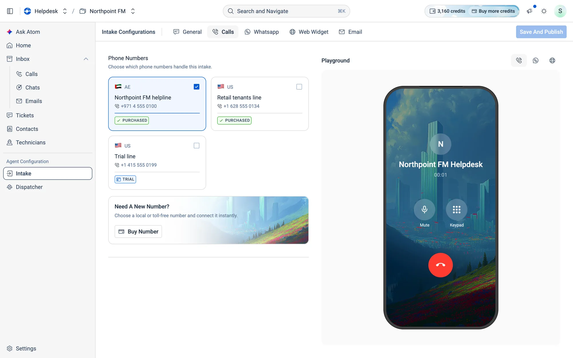 A test call in progress with your agent.