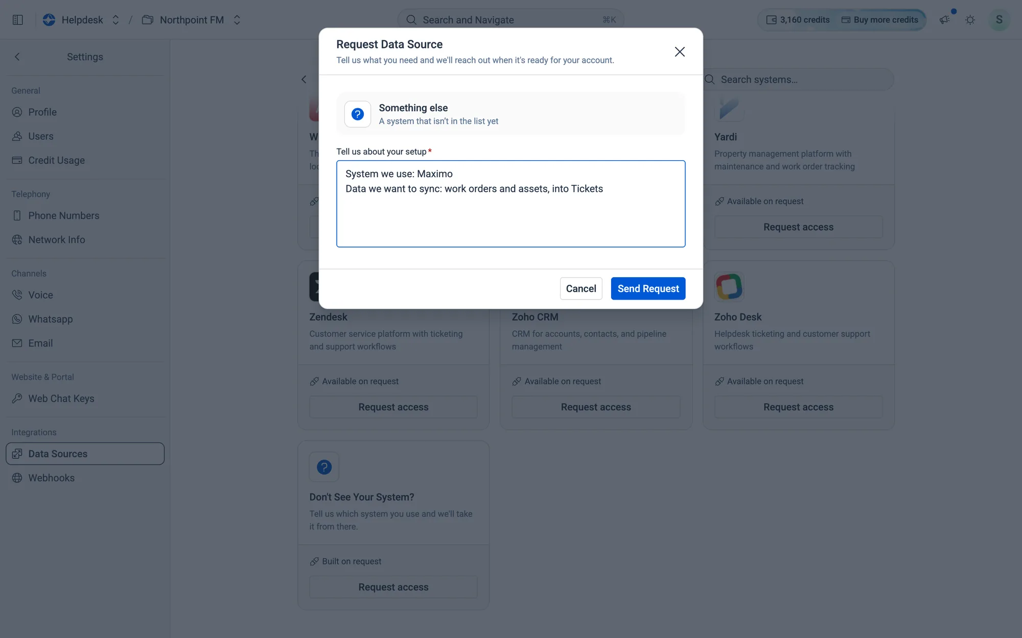 Asking for Maximo work orders and assets to sync into Tickets.