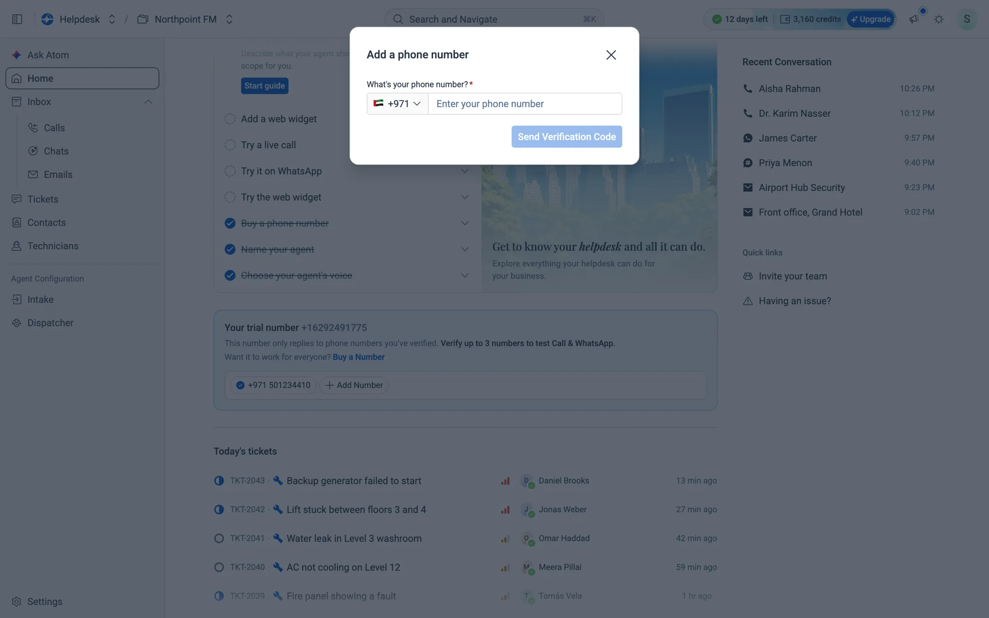 Add a phone number: your country code is filled in for you.