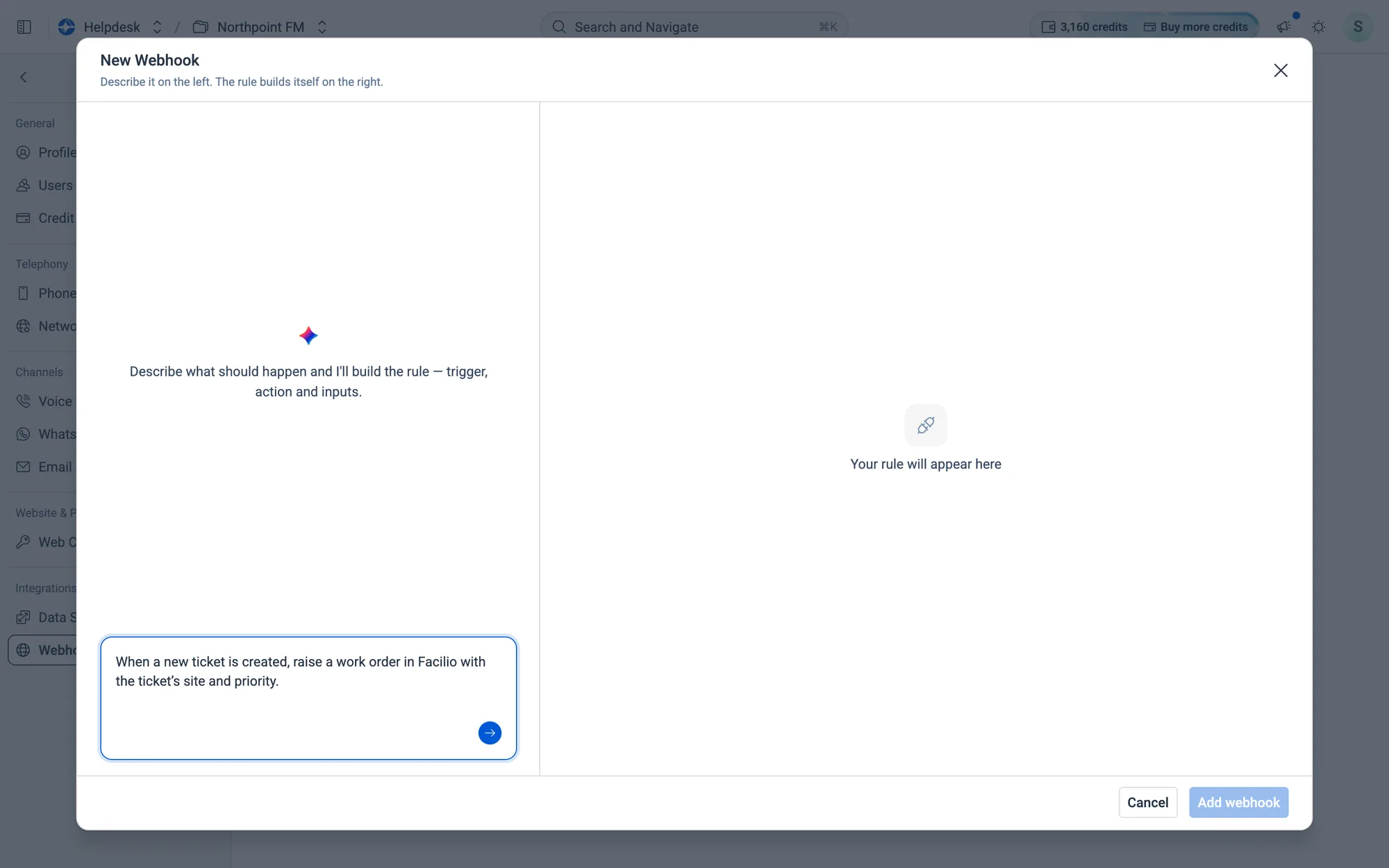 One line is enough. Atom asks if it needs anything else.