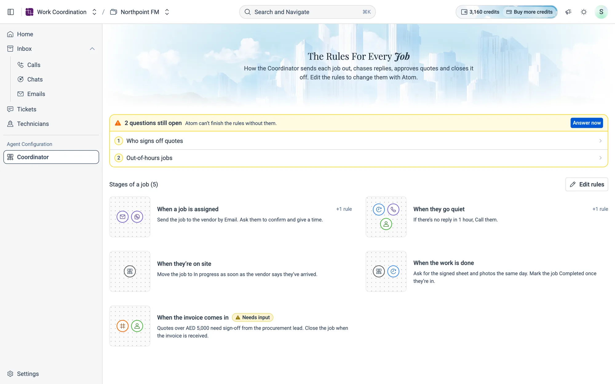2 questions still open: Atom can't finish the rules without them.