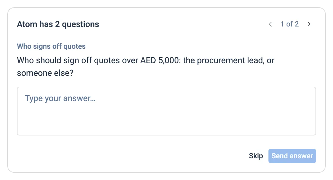 Use the arrows next to 1 of 2 to move between questions.