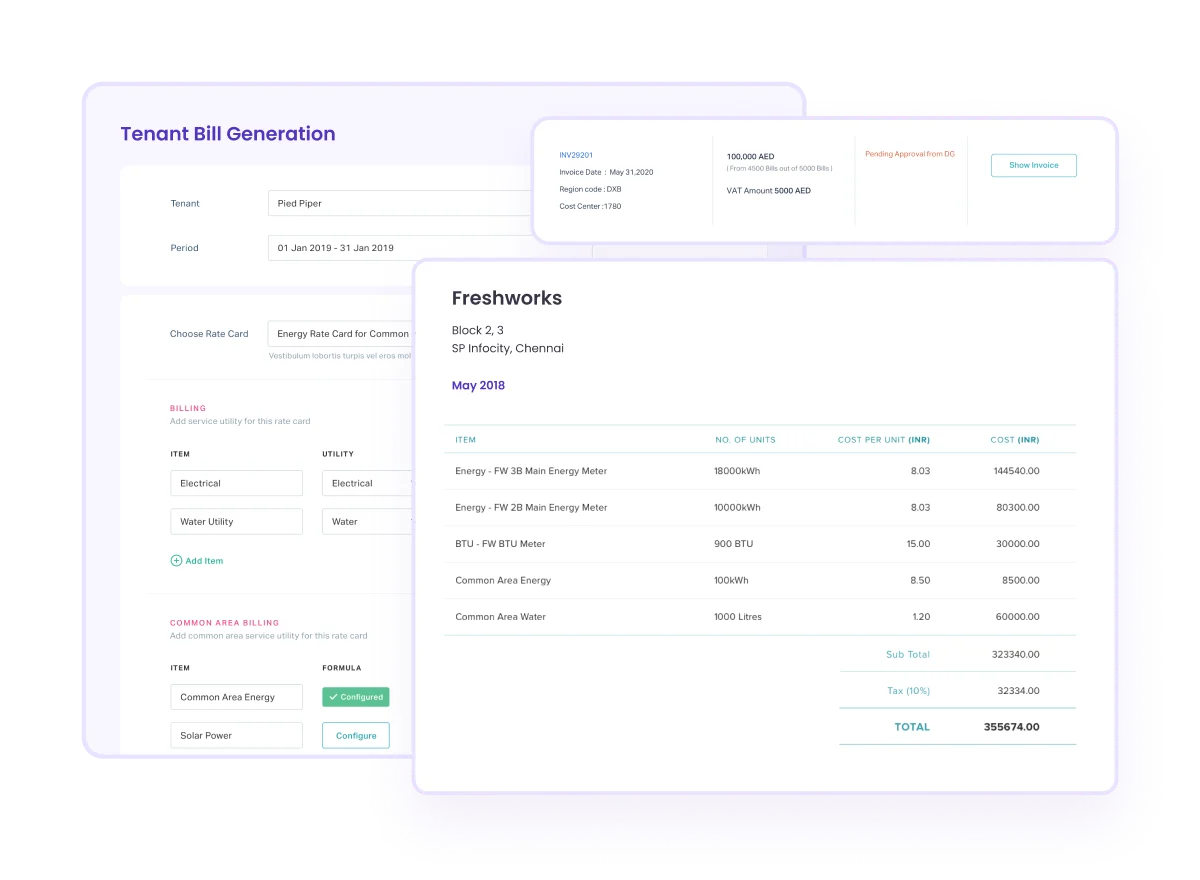 Generate itemized invoices and bill tenants in an audit-friendly format 