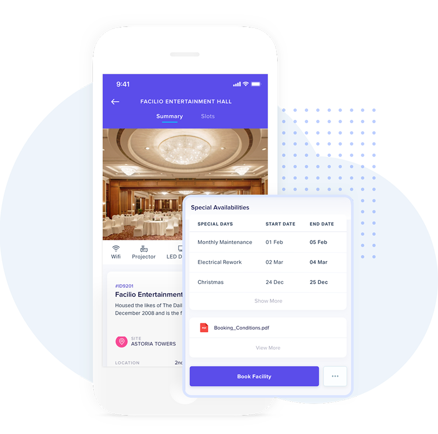 Give your tenants an easy way to book spaces along with the amenities they need; and keep them updated about special days, maintenance schedules, and booking conditions 