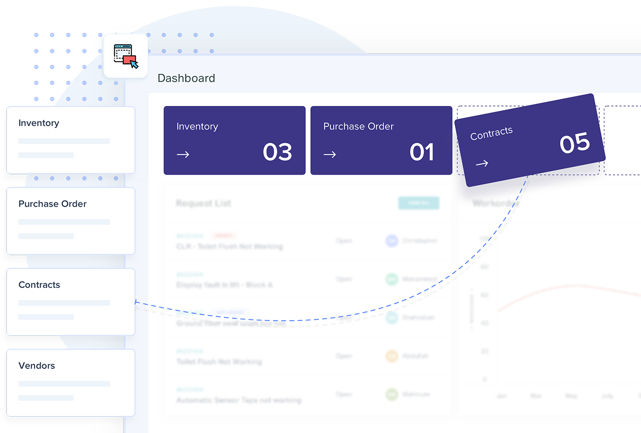 Create custom dashboards with drag and drop ease to get an instant overview of information like purchase orders, inventory, contracts, and vendors 