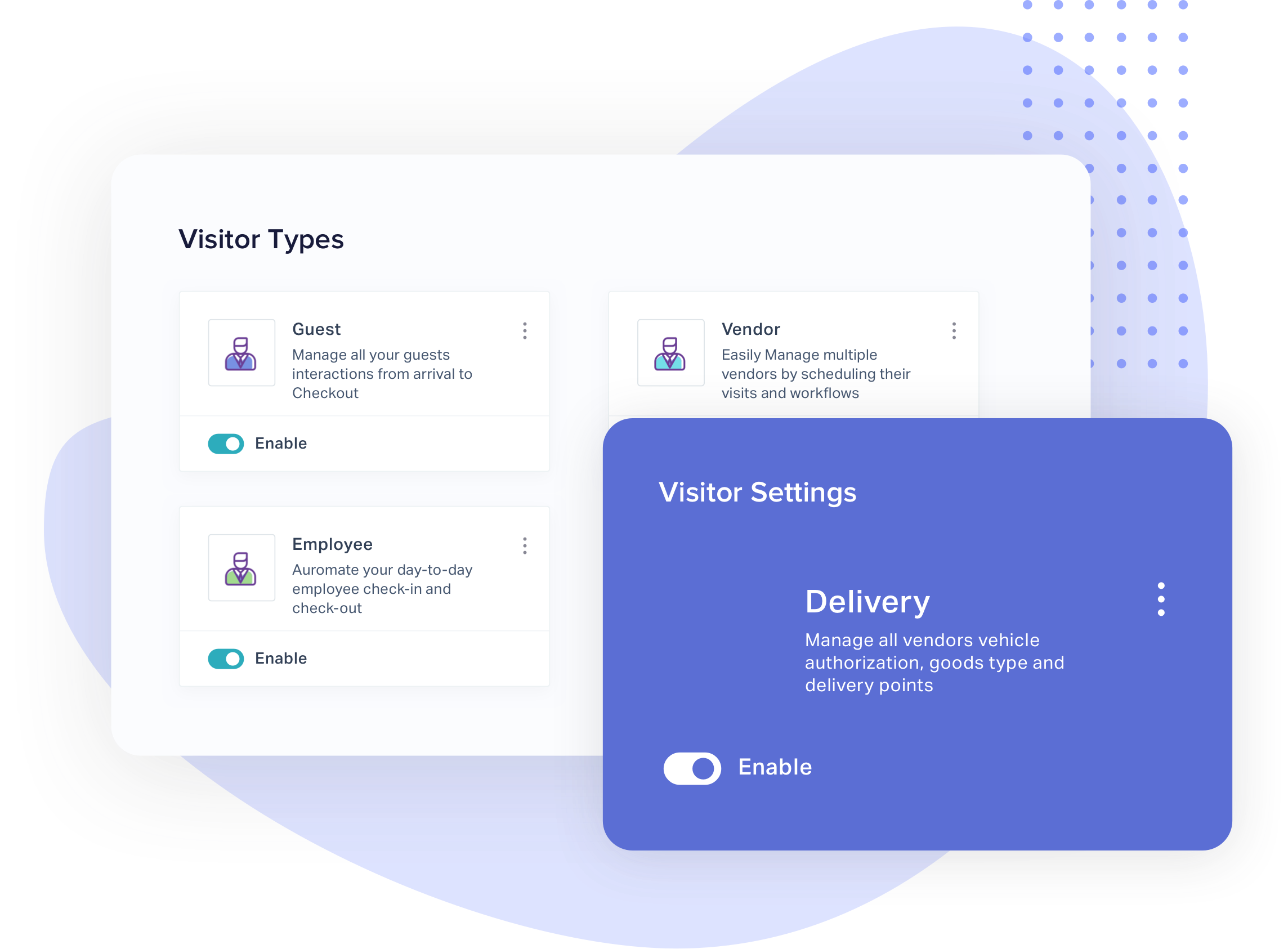 Define and automate custom touch points for everyone--visitors, vendors, employees and deliver seamless facility experiences