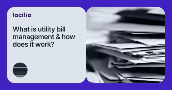 Graphic showing question about utility bill management beside stacked paperwork